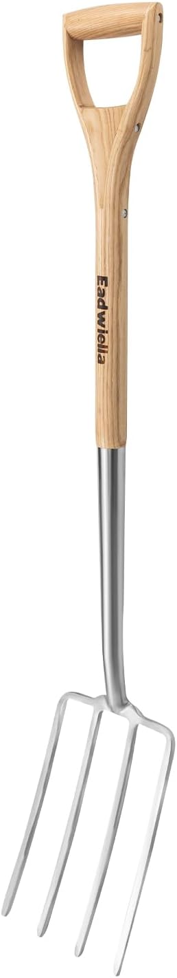 Pitchforks for Gardening Compost Digging Spading Cultivating Aerating Garden Fork Heavy Duty Yard Fork Gardening 4 Prong Compost Spade Fork 43 Inch Steel Pitchfork with D-Handle