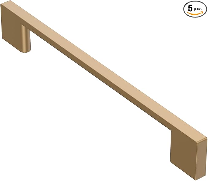 Alzassbg 5 Pack Champagne Bronze Cabinet Pulls, 6.3 Inch(160mm) Hole Centers Rectangle Cabinet Handles for Drawers and Cabinets AL3051TGP