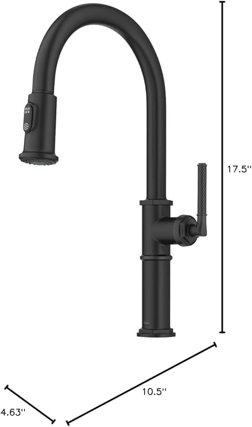 KRAUS Allyn Traditional Industrial Pull-Down Single Handle Kitchen Faucet in Matte Black, KPF-4100MB