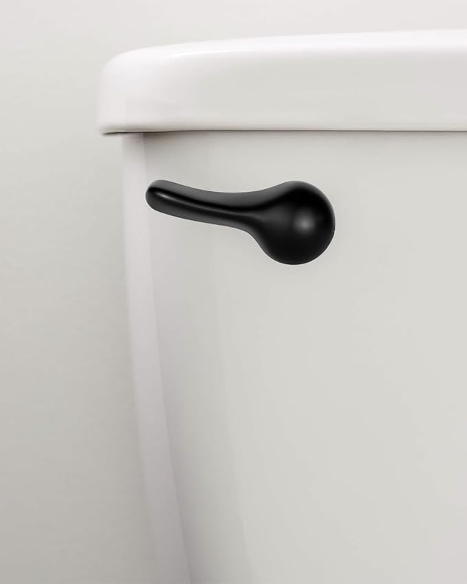 Hidnvefen Toilet Handle Replacement Kit Universal Toilet Flush Handle, Zinc Alloy Toilet Tank Trip Lever with H2 Brass Arm, Compatible with American Standard/Mansfield Toilet, Black