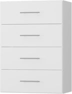 ROOMTEC 31.5" 4 Drawer Short Tower Closet Unit, Modular Closet System with Drawers and Shelf, Wardrobe Organizer for Bedroom or Walk-in Closet, Wall Mounted, Customizable Clothes Storage Unit, White