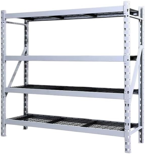 Heavy Duty Member Mark 4-Shelf Industrial Storage Rack, 77" W x 24" D x 72" H (Granite, 1 Pack)