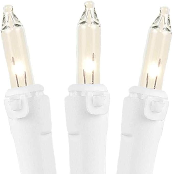 Novelty Lights 50 Feet 100 Bulb Incandescent Mini Light String, Clear with 6-Inch Spacing on White Wire, UL Listed Commercial Grade Indoor/Outdoor Mini Lights, Connectable End-to-End