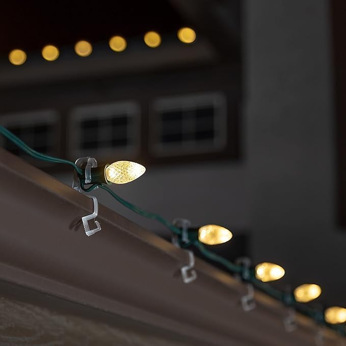 Holiday Lighting Outlet Faceted C7 Christmas Lights | Green LED Light Bulbs Holiday Decoration | Warm Christmas Decor for Indoor & Outdoor Use | 2 SMD LEDs in Each Light Bulb | Set of 500