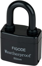 FIGODE® Outdoor Waterproof Padlocks, Covered Heavy Duty Laminated Steel Locks, Large Sturdy Locks, 2.2 in. Wide, 4 Locks Same Key, Standard Shackle