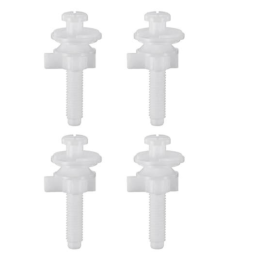Toilet Seat Screws Replacement Kit Plastic Bolts with Plastic Nuts and Washers Parts Kit for Fixing The Top Toilet Seat (4 pcs)