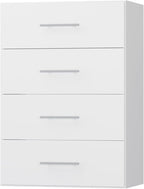 4 Drawer Short Tower Closet Unit, Modular Closet System, Wood Closet System Organizer with Storage for Walk In Closets, Clothing Rack Closet for Hanging Clothes, Bedroom, White, 19.5"W