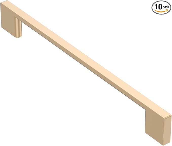 Alzassbg 10 Pack Champagne Copper Cabinet Pulls, 7-1/2 Inch(192mm) Hole Centers Rectangle Cabinet Handles Kitchen Pulls for Drawers and Cabinets AL3051SCG