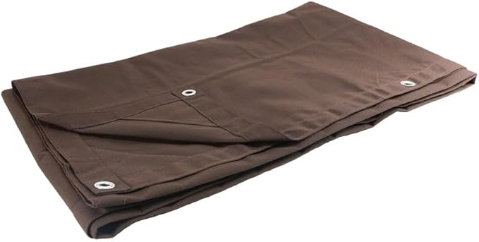 Mytee Products 10' x 12' Dark Brown Canvas Tarp 12oz - Water Resistant & Breathable - Heavy Duty Tarps - Multipurpose Tarpaulin Cover for Camping Tent