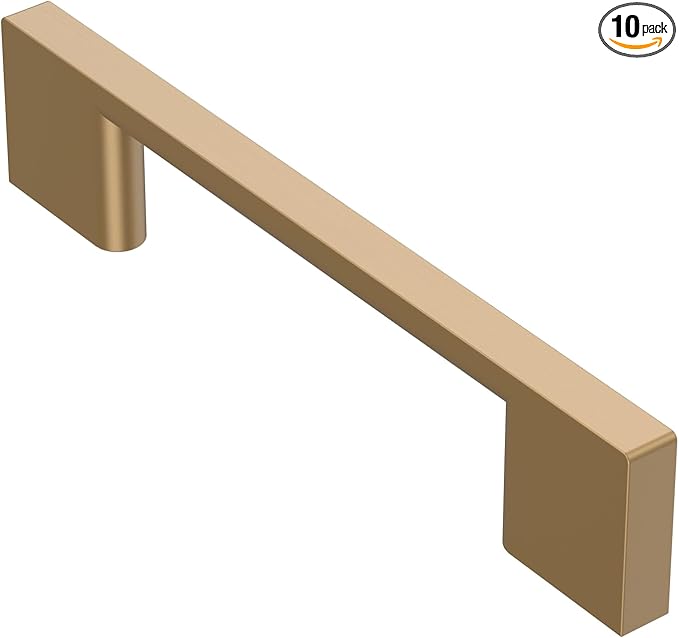 Alzassbg 10 Pack Champagne Bronze Cabinet Pulls, 3-3/4 Inch(96mm) Hole Centers Rectangle Cabinet Handles Kitchen Pulls for Drawers and Cabinets AL3051TGP