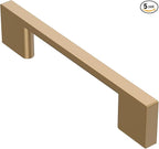 Alzassbg 5 Pack Champagne Bronze Cabinet Pulls, 3-3/4 Inch(96mm) Hole Centers Rectangle Cabinet Handles Kitchen Pulls for Drawers and Cabinets AL3051TGP