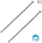 16" Faucet Supply Line,3/8" Comp x 1/2" FIP Stainless Steel Braided Supply Line,Faucet Water Supply Hose Connector Lines Faucet Water Supply Line for Water Heater, Angle Valve（Plumbers Tape Include)