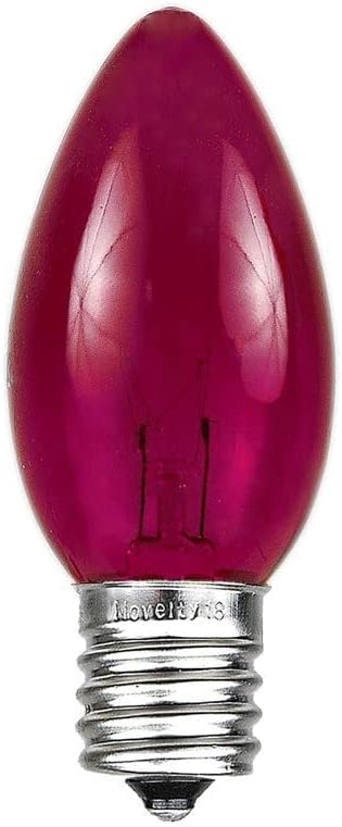 Novelty Lights Incandescent Christmas Replacement Bulbs - Indoor/Outdoor Individual Bulbs for Christmas Tree, Display, & More - C9/E17 Intermediate Base, 7 Watt Lights (Pink, 25 Pack)