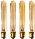 CTKcom T9/T185 40W Vintage Edison Light Bulbs E26 E27 Base(4 Pack)- Tubular Bulb Nostalgic Tungsten Filament Antique Incandescent Bulb Golden Tinted Glass for Industrial Wall Sconces Pendant Lighting