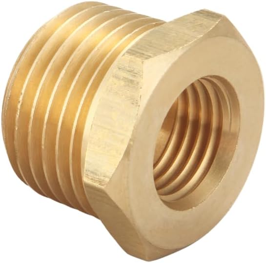 1/2 Inch NPT Male x 1/4 Inch NPT Female Brass Pipe Fitting, Hex Bushing, Reducer Adapter (10 Piece)