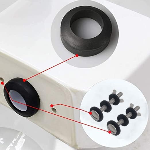 Universal Toilet Tank To Bowl Gasket， 2 Pcs Gasket and 4 Sets 5/16*3.15 inch Stainless Steel Heavy Duty Rustproof Bolt Hardware Kits,Fits Most 2-Inch 2.5-inch flush valve opening 2-Piece Toilet Tanks