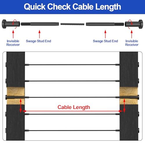 CKE 30 Pack Black Invisible Cable Railing Kit, T316 Stainless Steel Swage Tensioner Terminal for 1/8" Cable Railing System, Invisible Receiver and Stud End Hardware for 2x2 Wood & Metal Post BCR31