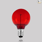 5 Pack G40 Red Led Replacement Bulbs,E12/C7 Candelabra Base,1 Watt Shatterproof Colored Bulbs for Christmas Halloween Outdoor Indoor Decor (Red)