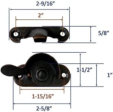 QCAA Steel Window Sash Lock, CTC 2", Antique Copper, 2 Pack