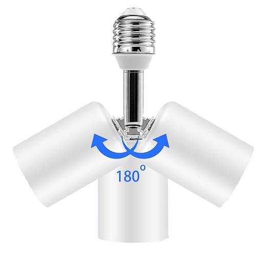 Ceramic & Metal E26 Light Socket Extender,150w-Heat-resistant-Ideal for Light Holder Extension,Electrical Socket Extender，180° Bendable Adapter Screw Base Light Bulb Extension, 2pcs (White)