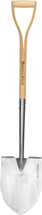 Berry&Bird Shovels for Digging, 43’’ Round Spade Heavy Duty Shovel with Wooden D Handle Stainless Steel Snow Shovel Garden Shovel Yard for Transplanting & Outdoor