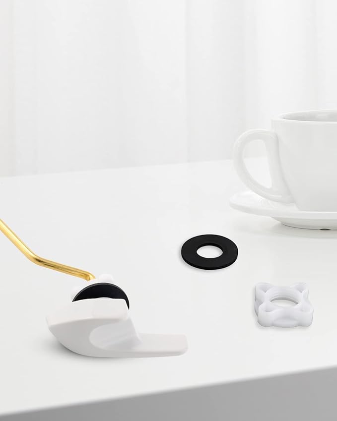 iFealClear Universal Brass Toilet Handle Replacement Kit, Side/Angle Mount Toilet Flush Handle Compatible with Kohler K-GP30324-CP/TOTO/American Standard, Stainless Steel Flapper Chain, White