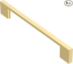 Alzassbg 5 Pack Matt Gold Cabinet Pulls, 6.3 Inch(160mm) Hole Centers Rectangle Cabinet Handles Kitchen Pulls for Drawers and Cabinets AL3051MGP