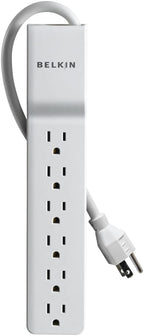 Belkin 6-Outlet Surge Protector Power Strip, UL-listed w/ 6 AC Outlets & 10ft/3M Cord, Overload and Overvoltage Protection for Personal Electronics, Small Appliances, & More - 720 Joules of Protection