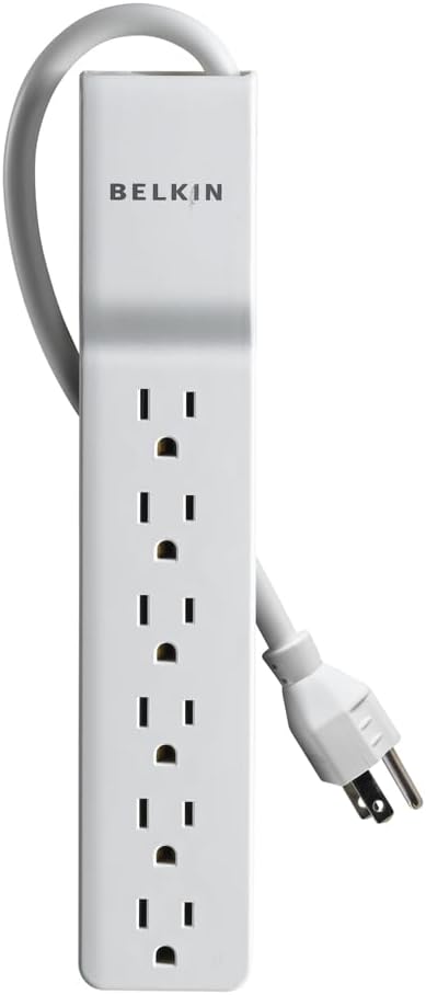 Belkin 6-Outlet Surge Protector Power Strip, UL-listed w/ 6 AC Outlets & 10ft/3M Cord, Overload and Overvoltage Protection for Personal Electronics, Small Appliances, & More - 720 Joules of Protection