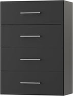 ROOMTEC 19.5" 4 Drawer Short Tower Closet Unit, Modular Closet System with Drawers and Shelf, Wardrobe Organizer for Bedroom or Walk-in Closet, Wall Mounted, Customizable Clothes Storage Unit, Black