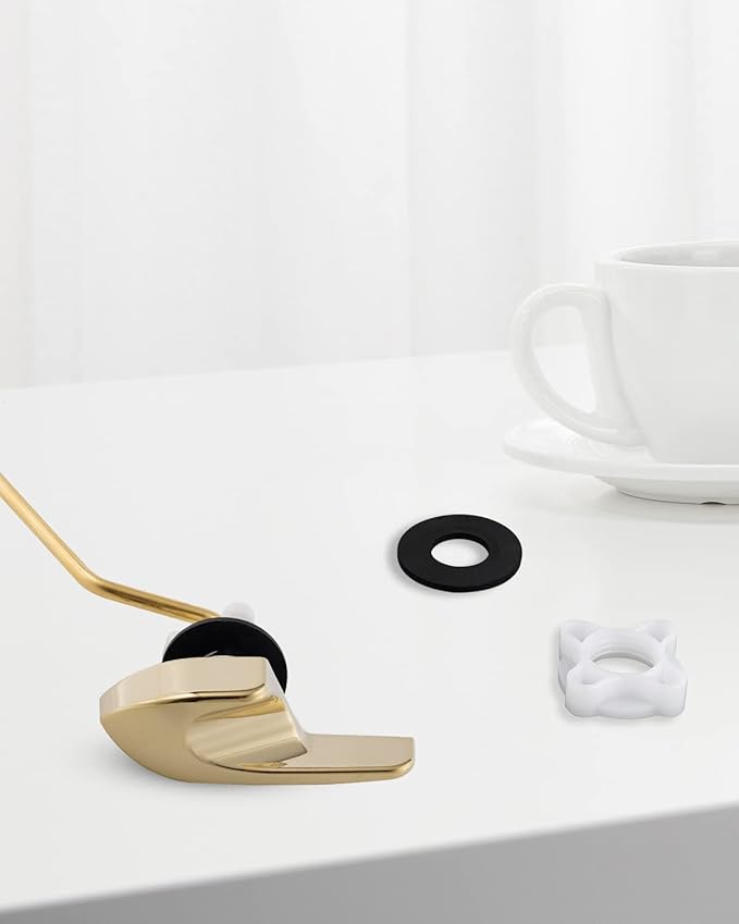 Universal Polished Gold Toilet Handle Replacement Kit, Side/Angle Mount Toilet Flush Handle Compatible with Kohler K-GP30324-CP/TOTO/American Standard, Stainless Steel Flapper Chain