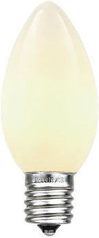 Novelty Lights Ceramic Christmas Replacement Bulbs - Outdoor Individual Bulbs for Events, Holiday Parties, Patios, and More - C7/E12 Candelabra Base, 5 Watt Lights (White, 25 Pack)