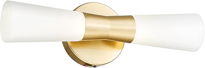 kudos Wall Sconces 16inches Gold Vanity Light Fixtures, Modern Sconces Wall Lighting with Milk White Glass, Dimmerable 3000K/4000K/5000K for Bathroom Bedroom, KDVL13-GD