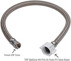 EZ-Fluid 16“ Toilet Water Supply Line Connector, Braided Stainless Steel - 3/8“ Female Compression Thread x 7/8” Female Ballcock Thread 16-Inch Toilet Water Connectors Hose (1-PACK)