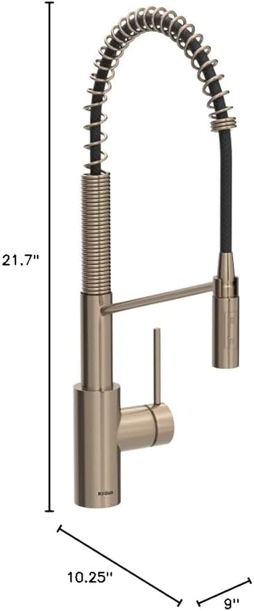 KRAUS Oletto Touchless Sensor Commercial Pull-Down Single Handle Kitchen Faucet with QuickDock Top Mount Assembly in Spot Free Antique Champagne Bronze, KSF-2631SFACB