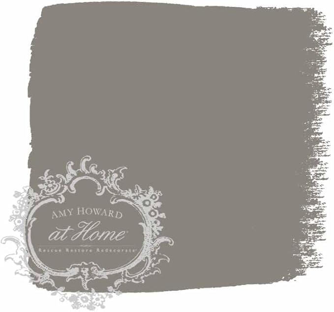 AMY HOWARD AT HOME Chalk-Based One Step Paint for Furniture, Cabinetry, Decor, Finish, and More | No Stripping, Sanding, or Priming | Dark Base | 16 Ounce | Amour Gray