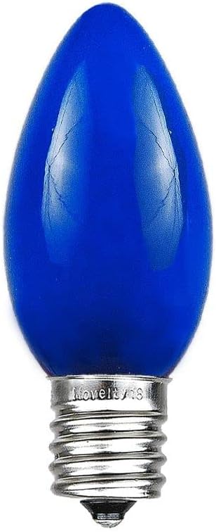Novelty Lights 25 Pack C9 Ceramic Outdoor Christmas Replacement Bulbs, Blue, E17/C9 Intermediate Base, 7 Watt