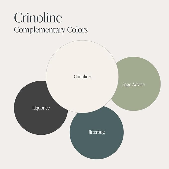 Country Chic All-in-One Chalk Paint for Furniture, Cabinets, Home Decor, Eco-Friendly, Matte Finish, Built-In Primer & Top Coat for Wood, Metal - Crinoline (Off White) - Pint 16 oz (475 ml)