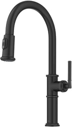 KRAUS Allyn Traditional Industrial Pull-Down Single Handle Kitchen Faucet in Matte Black, KPF-4100MB