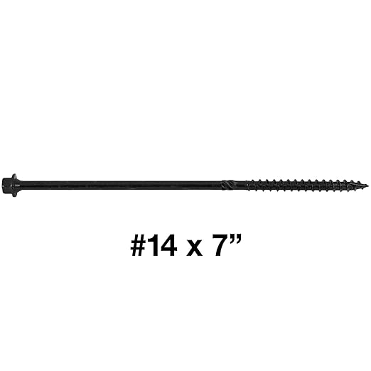 #14 X 7 Heavy Duty Black Timber/Log/Landscaping Wood Screws - Exterior Coated Heavy Duty Screws - ~50 Screw Count - Heavy Duty Black Log Wood Screws