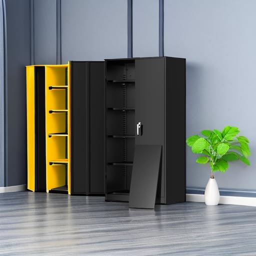 Greenvelly Metal Garage Storage Cabinet, 72” Lockable Storage Cabinet with Adjustable Shelves, Steel Tool Organizer for Home Office, Garage, School, Classroom(36" W x 18" D)