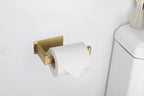 Toilet Paper Holder, Self Adhesive Tissue Holder Stainless Steel Rustproof Paper Roll Holder, No Drilling Easy to Install, Toilet Paper Rack Suitable for Office, Bathroom (Brushed Gold)