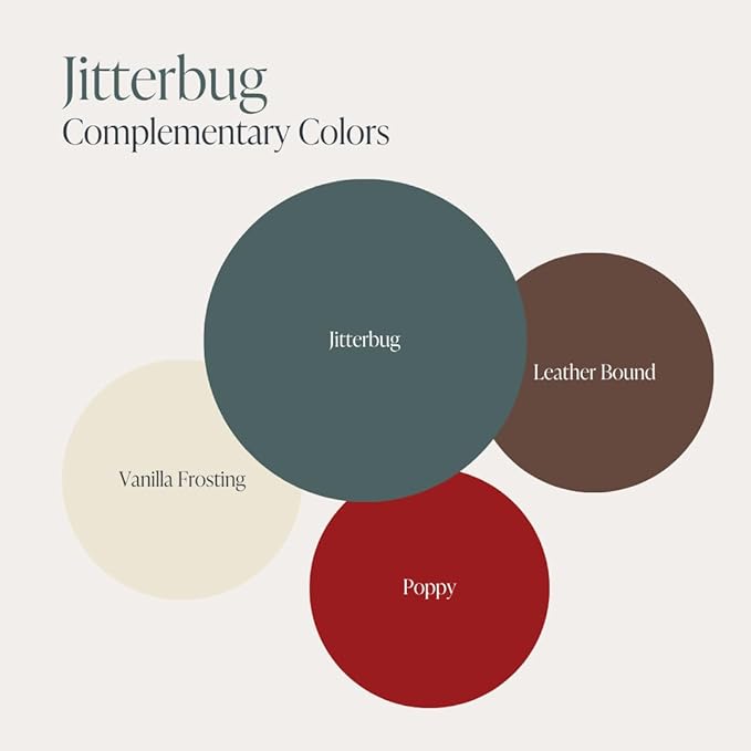 Country Chic All-in-One Chalk Paint for Furniture, Cabinets, Home Decor, Eco-Friendly, Matte Finish, Built-In Primer & Top Coat for Wood, Metal - Jitterbug (Dark Teal) - 8 oz (237 ml)