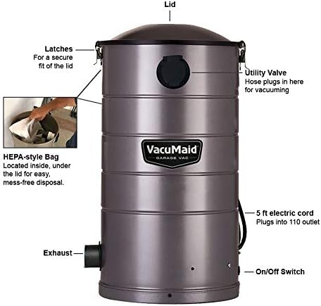 VacuMaid GV50 Wall Mounted Garage and Car Vacuum with 50 ft Hose and Tools