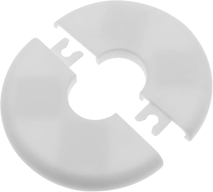 2 Pack Wall Split Flange ABS Round Escutcheon Plate for 0.86"/ 22mm Diameter Pipe Faucet Decoration Accessories (White)