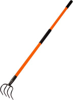 VNIMTI Cultivator for Gardening, 4 Tines Garden Cultivator with Fiberglass Handle, 58 Inches