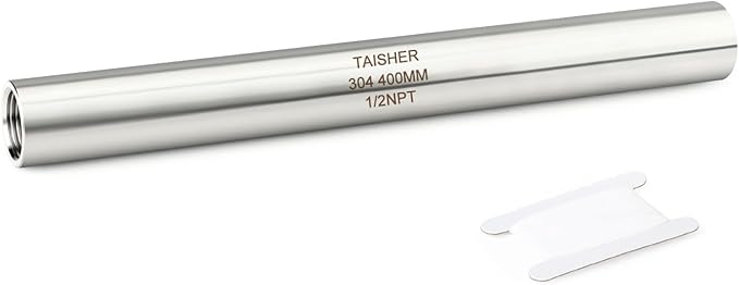 TAISHER 1PCS Stainless Steel Pipe Fittings, 1/2" NPT Female x 1/2" NPT Female Threaded, 16" Length Thickened Nipple Cast Pipe