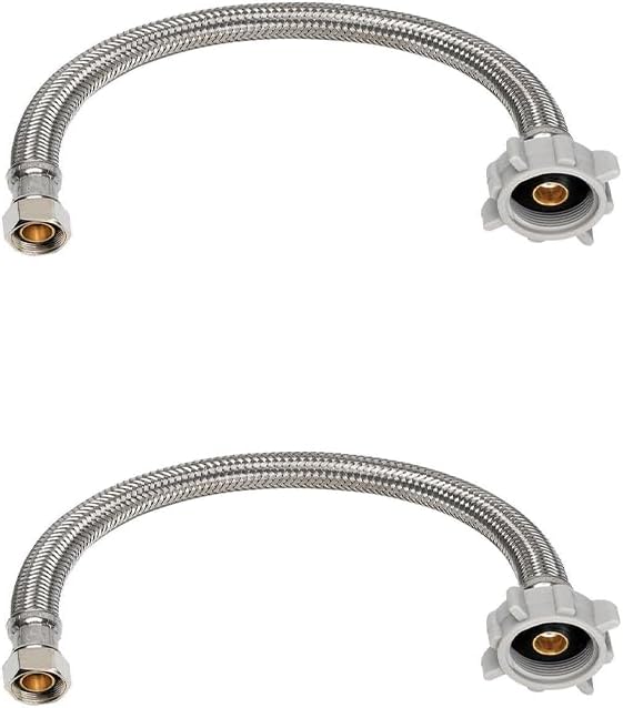 (2pcs 36 inch) PLUMBINGMASTER Toilet Water Supply Line,3/8" Comp x 7/8" BC Braided Stainless Steel Toilet Supply Line,Toilet Connector Hose with Anti-Leaking Brass Nut