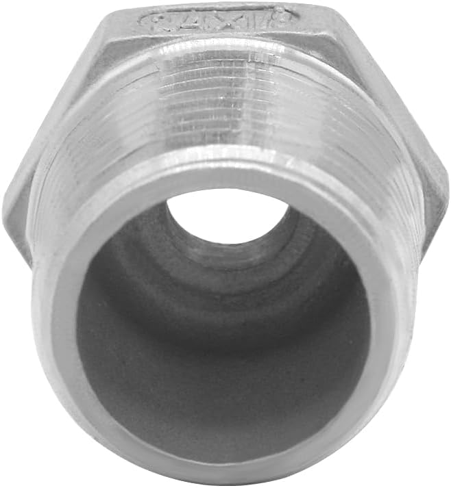 Joywayus Stainless Steel Hex Head Bushing Reducer Pipe Fitting 3/4 NPT Male × 1/8 NPT Female