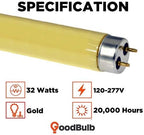 GoodBulb 32-Watt Screen Room Gold Fluorescent Tubes T8 Shape G13 Base Gold Light Color Screening Rooms for Print Pack of 2 Bulbs